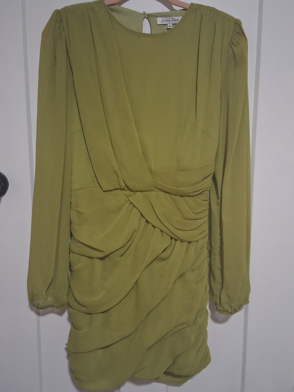 NWOT emory park Olive-Tone Long Sleeve Draped Mini Dress